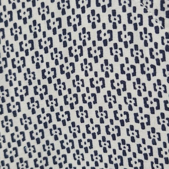 Liz Claiborne Blue Flutter Sleeve Border Print Lace Up Blouse Medium Tunic Top - Picture 4 of 8